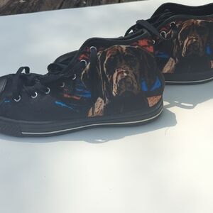 Dog Lovers! Custom Black and Blue Athletic Shoes with Modern Silhouette Of Dog
